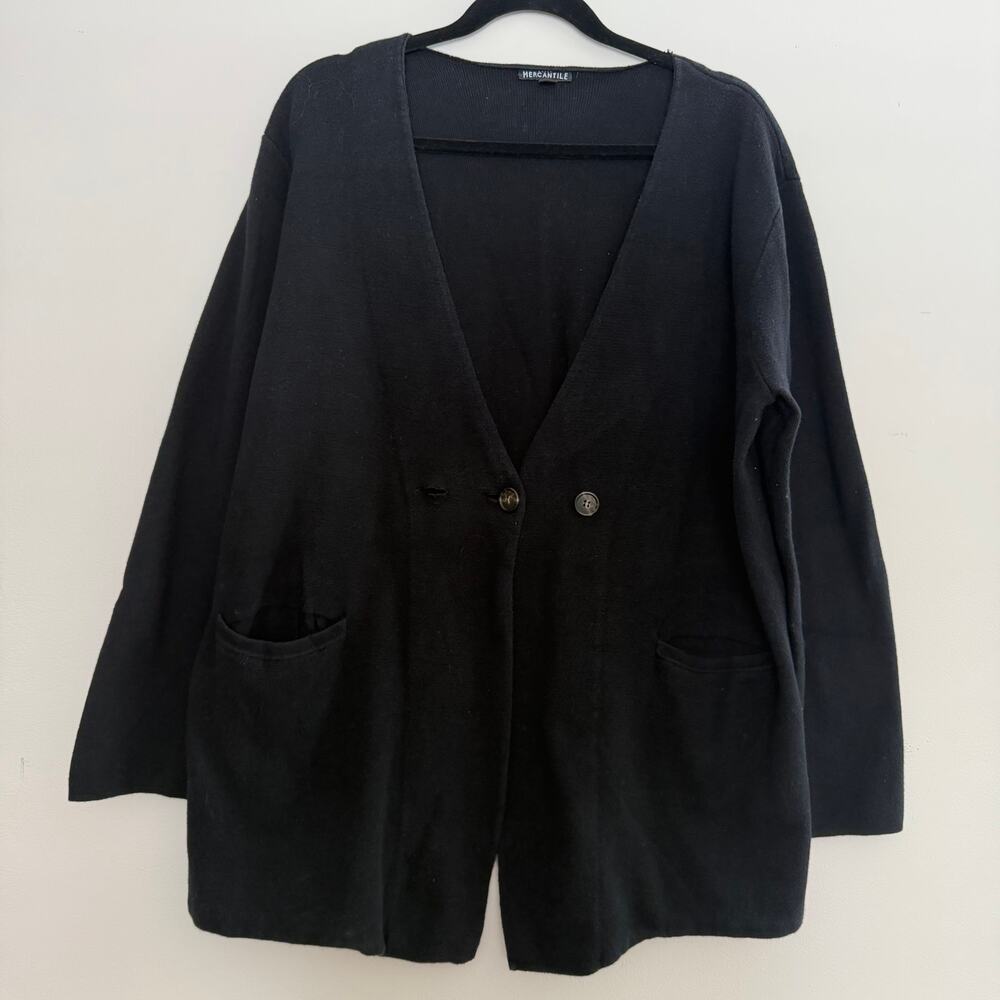 J Crew Mercantile Collarless Sweater Blazer 100% Cotton Longline Cardigan Sz XL